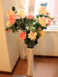 批发简约现代大玫瑰百合套装欧式仿真花艺花瓶摆件落地客厅包邮