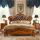 唯越家居家具欧式床 实木床双人床品牌美式真皮床1.8米双人床婚床