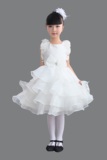六一儿童演出服公主裙夏白色纱裙女童跳舞蓬蓬裙幼儿舞蹈表演服装