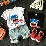韩版男童短袖T恤2016夏季新款儿童时尚卡通打底衫 男宝宝宽松夏装