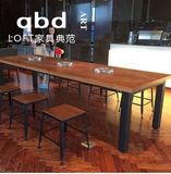 实木餐桌铁艺咖啡厅桌椅松木原木美式复古办公桌洽谈桌会议长桌