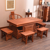 明清中式茶桌椅组合 老榆木功夫茶桌茶台实木仿古家具特价将军台