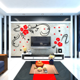 欢乐花藤水晶亚克力3d立体墙贴花客厅沙发电视背景墙面家居装饰品