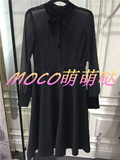 MOCO正品代购2016秋款MA1632DRS11翻领系带长袖连衣裙原价1099