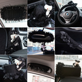 花瓣雨3D蕾丝汽车内饰套装 卡通车饰后视镜排挡手刹安全带套 黑色