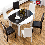 实木餐桌小户型折叠可伸缩圆形客厅餐桌智能电磁炉餐桌椅组合包邮