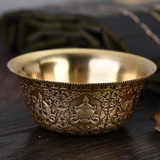 藏传佛教用品 精美佛具 纯铜古色八吉祥供水碗 圣水杯 直径7cm1个