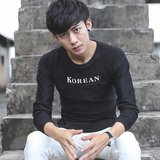 长袖T恤青少年学生韩版棉质青春时尚圆领潮流行男装体恤打底小衫t