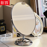 帝门特双面椭圆化妆镜欧式金属公主镜子台式大号桌面梳妆镜美容镜