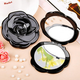 蔷薇花立体时尚双面镜随身化妆镜 折叠便携小镜子双面梳妆镜
