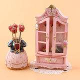 韩版田园粉色立体树脂装饰展示柜首饰盒带抽屉耳环挂架饰品盒礼物