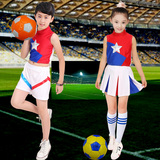 学生儿童夏季足球宝贝拉拉队啦啦操演出表演服装健美操表演服男女