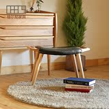 北欧水曲柳实木梳妆凳日式化妆凳皮革坐垫简约现代小方凳子特价