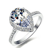 经典钻石戒指925纯银镶钻2 3克拉梨形水滴结婚钻戒 女礼物包邮