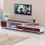 简约钢化玻璃电视柜木质伸缩小户型客厅家具时尚创意电视机柜茶几
