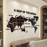世界地图3D立体水晶亚克力墙贴客厅办公室电视沙发背景墙装饰贴画