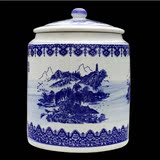 景德镇陶瓷器 青花盖罐 茶叶罐 茶饼罐 米缸 密封罐现代家居摆件