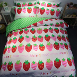 韩式公主可爱草莓波点床单小清新全棉时尚女孩四件套纯棉床上用品