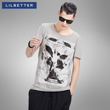 Lilbetter男T恤短袖 个性印花圆领宽松t衫青年半袖日系男士上衣潮