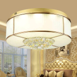 简欧式全铜吸顶灯客厅水晶灯具创意艺术玻璃卧室餐厅LED灯饰圆形