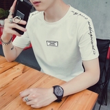 2016新款日系韩版修身短袖t恤潮青少年圆领男装学生秋天个性衣服
