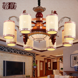 新中式陶瓷吊灯古典客厅卧室餐厅酒店别墅灯LED中式实木圆形灯具