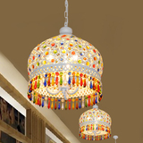 波西米亚灯具地中海风格 温馨白色水晶单头小吊灯 卧室餐厅灯创意