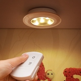 一对多无线遥控小夜灯led床头灯装电池橱柜射灯可调光展示柜筒灯