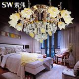 现代奢华欧式吸顶灯LED新款水晶灯锌合金圆形金色餐厅卧室客厅灯
