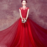 2015新款新娘结婚红色礼服冬季敬酒服晚礼服修身显瘦长款婚纱定制