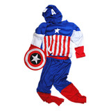 包邮儿童节表演服万圣节儿童美国队长角色扮演 肌肉美国队长衣服