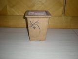 出文革时期雕刻竹子兰草和字的老紫砂花盆（包老保真）