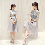 2016夏季韩版女装新款三件套雪纺连衣裙中长款修身显瘦套装裙子潮