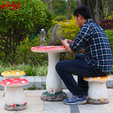 悦吉祥花园庭院蘑菇桌椅凳子户外摆件卡通小矮人玻璃钢雕塑工艺品