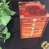 老挝大红酸枝首饰盒实木制红木多层珠宝梳妆盒仿古五层箱礼物