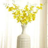 客厅卧室落地桌面仿真黄色跳舞兰假花干花花束花瓶装饰花绢花
