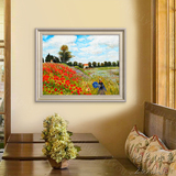莫奈野罂粟花印象派油画手绘欧式油画定制客厅玄关餐厅卧室
