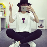 短袖T恤女韩国2016夏季新款韩版印花上衣大码宽松简约百搭体恤潮