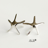 海星耳钉五角星海洋小动物饰品s925纯银耳环女款耳饰品光面镀铂金