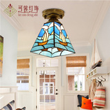 蒂凡尼地中海欧式客厅卧室创意单头灯方形水滴玻璃7寸8寸吸顶灯