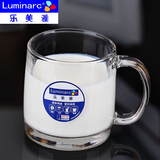 乐美雅钢化透明玻璃杯早餐咖啡牛奶杯微波炉耐热茶杯带把水杯杯子