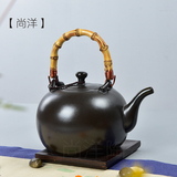 正品高档紫砂陶壶电陶炉专用煮茶壶烧水壶竹提梁陶瓷茶壶包邮