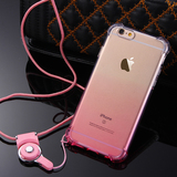 iPhone6手机壳苹果6plus超薄6s透明软硅胶保护套防摔女款挂绳挂脖