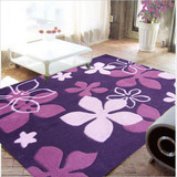 现货紫色卧室地毯客厅茶几地毯床边毯手工晴纶可爱花朵飘窗毯定做