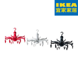 IKEA宜家代购 普利萨 悬挂式晾衣架带16个衣夹 红 白 黑 八爪鱼