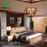 中式现代实木原木床婚床1.5米1.8米双人床储物箱气动高箱床排骨架