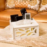 加厚桌面纸巾盒遥控器收纳盒欧式多功能创意客厅茶几收纳置物架