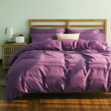 家纺 无印良品 全棉加厚暖绒磨毛四件套冬季保暖纯棉4套件 纯紫色
