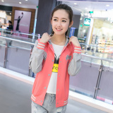 青少年2016春装新款韩版连帽开衫卫衣女学生宽松大码运动短款外套