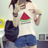 夏装新品潮牌韩版学生卡通可爱水果西瓜印花短袖t恤女装百搭上衣